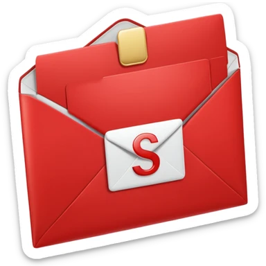 red envelope letter with white "S" logo sticker