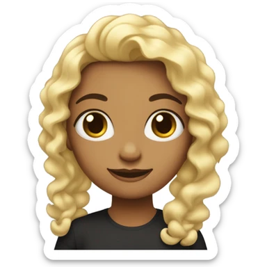 Uma menina de cabelo ondulado preto, cor de pele branca, olhos castanhos escuros  sticker