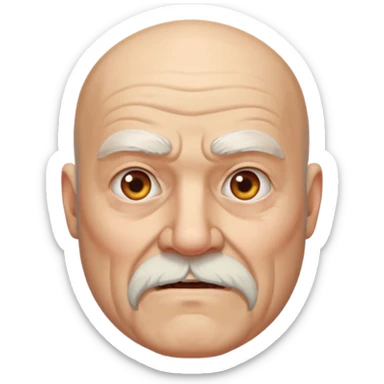 a portrait of aggressive elderly man, bald head, beard sticker