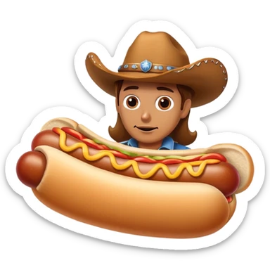 A Hotdog doing a sexy Face in a Cowboy costume sticker