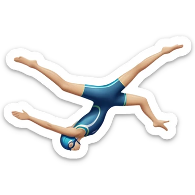 An icon showing a diver captured mid-air in a graceful pose above a pool, with a diving board behind and water below. Splash trails and motion lines emphasize precision and elegance. Transparent background highlights the beauty and focus of competitive diving. sticker