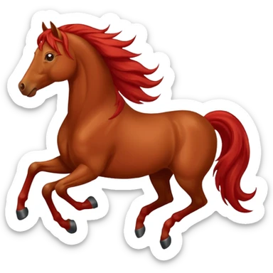Liver red horse with a long flowing mane galloping sticker