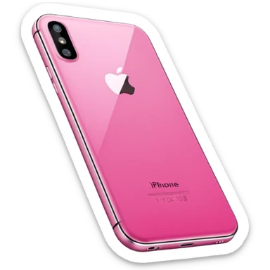  pink  pink iPhone lying flat, sleek modern design, soft reflections, realistic style, minimal background, isolated on transparent background sticker