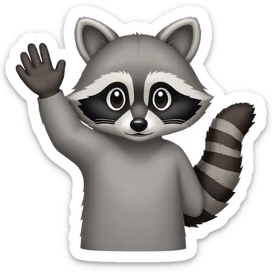 raccoon arm extended forward, back of hand facing viewer, grabbing gesture, no body sticker