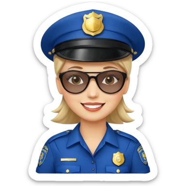 woman police with hair style and hats and sun glsses sticker