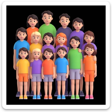 depict 8 people, 5 of which are girls and 4 are boys sticker