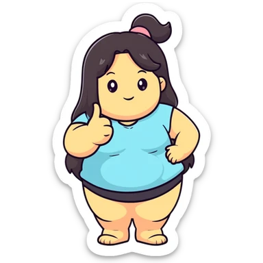 Chunky girl long dark hair shooting the bird sticker
