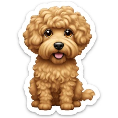 Apricot whoodle dog with curly hair sticker