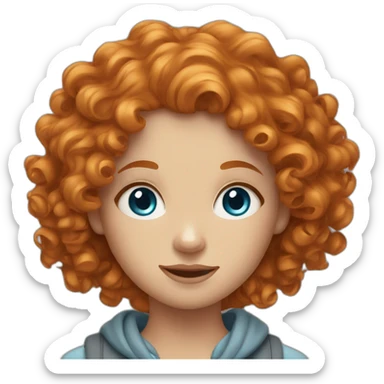 Ginger curly girl with blue eyes sticker