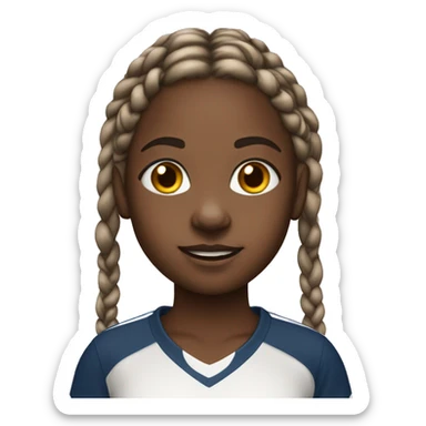 black girl aged 10 with braids in football shirt sticker