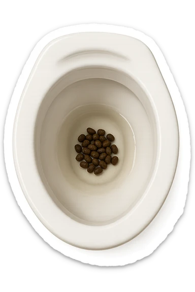 wc dentro cui cadono feci di animale a pallini, iperrealistico 4k sticker