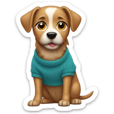 Dog wearing a Pullover sticker
