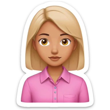 girl in pink collared shirt sticker