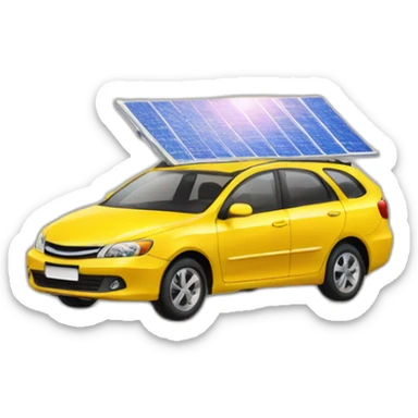 Voiture avec un panneau solaire sticker