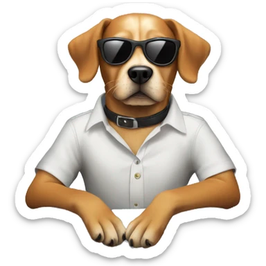 Dog with sunglasses on a private jet sticker