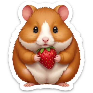 hamster eating strawberries sticker