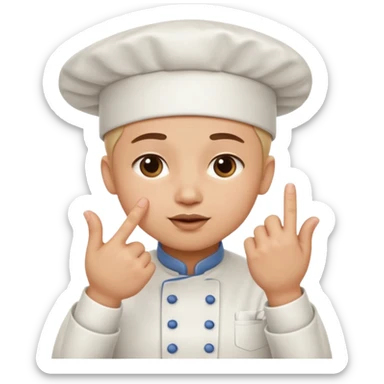 A hand making the chef’s kiss gesture: fingers pinched together, thumb and fingertips touching, as if saying ‘perfection’ or ‘delicious sticker