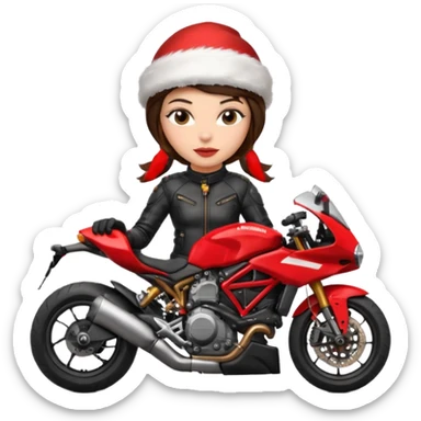 biker girl brune moto christmas ducati sticker
