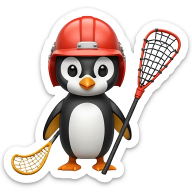 Penguin playing lacrosse  sticker
