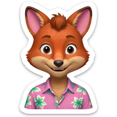 Nick Wilde with a pink Hawaii shirt from the Zootopia Disney movie sticker