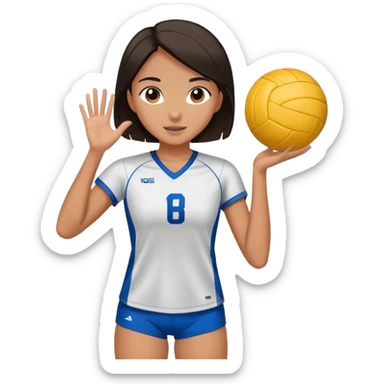 girl with straight dark hair playing volleyball sticker