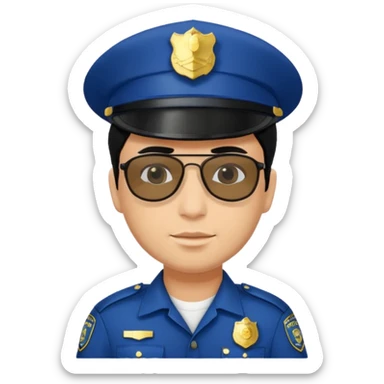 man police with hair style and hats and sun glasses black dress sticker