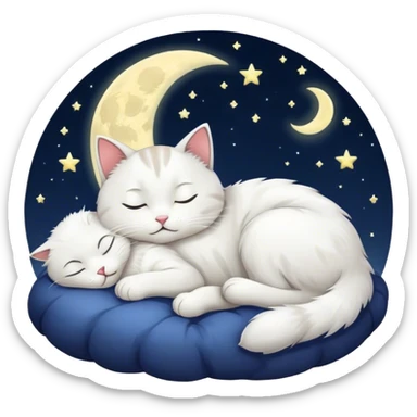cat sleeping under moonlight sticker