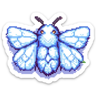 pixel art fluffy moth sticker
