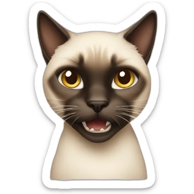 Very furious Siamese cat with Dark Brown hair sticker
