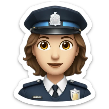 female met police officer with brown hair and light brown eyes sticker