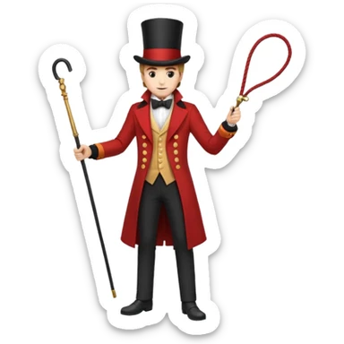 Ringmaster – Man in red coat and top hat, holding a whip or mic, full body sticker