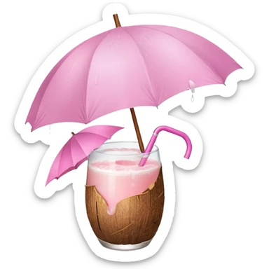coconut drink with light pink umbrella sticker