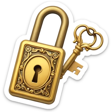 gold antique key The lock sticker