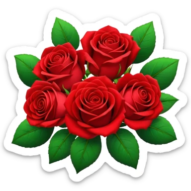 Generate a red rose bouquet sticker