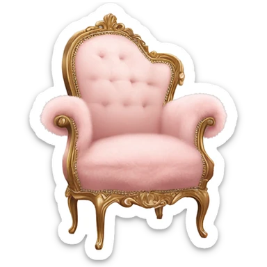 vintage pale pink rococo chair with fur throw blanket sticker