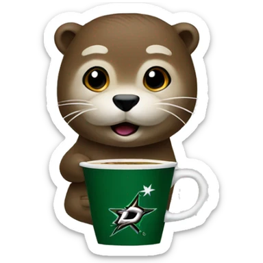 Dallas Stars otter with a coffee sticker