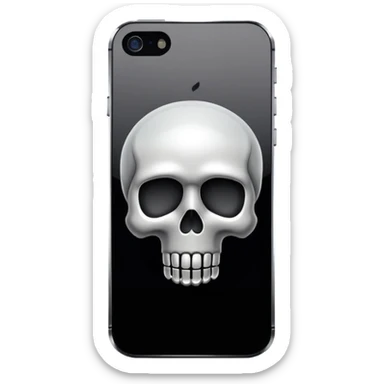 iPhone 5s with a skull emoji instead of the Apple logo sticker