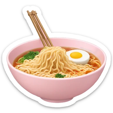 Ramen in a light pink bowl sticker