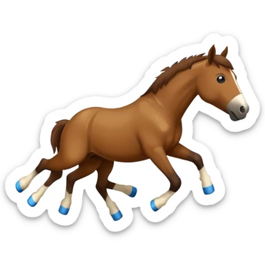 A horse doing a backflip wearing flippers sticker