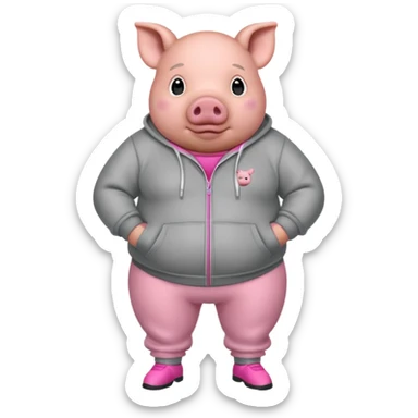 fat pig wearing sweat sticker