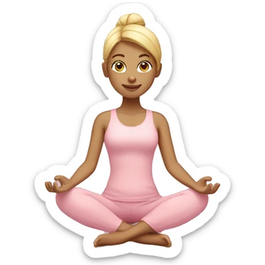 blonde yoga girl light pink clothes n sticker