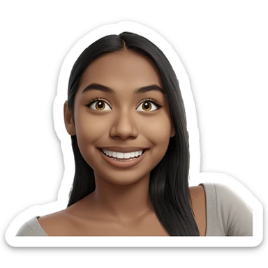 smiling girl by christmas tree sticker