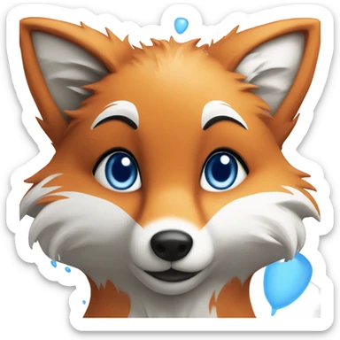 fox with blue and white fur they say hi sticker