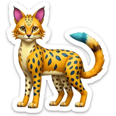 Colorful Bobcat-Cheetah-Caracal-Leopard-Sergal-Serval-Genet-Pokémon-Digimon-Fakémon-fusion-hybrid-creature sticker