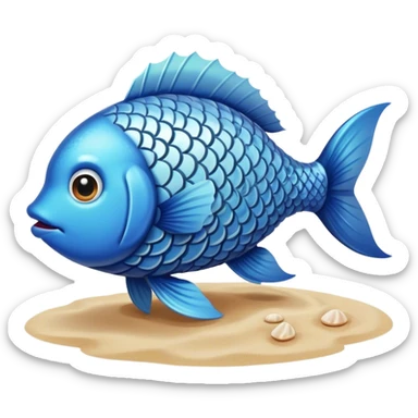 Fish walking on the beach sticker