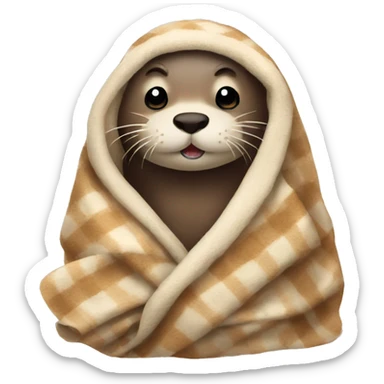 otter in blanket sticker