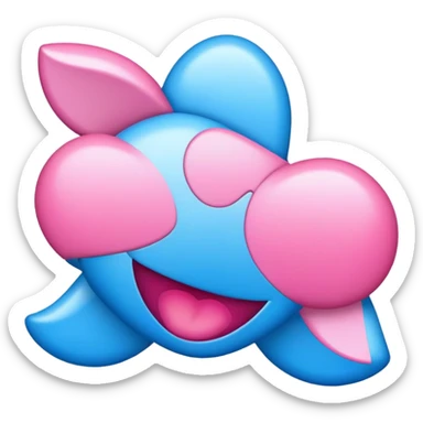 blue and pink with kitsch style or 3D sticker