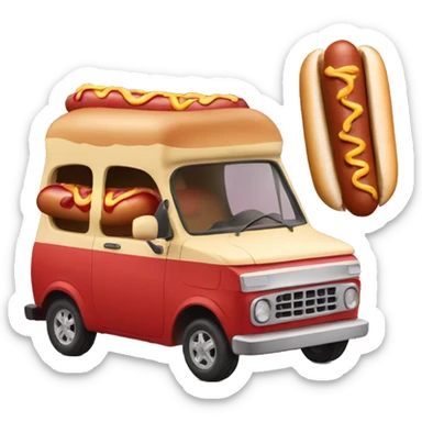 Car eating hotdogs sticker