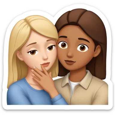 Two people sharing a secret, intimate moment of trust sticker