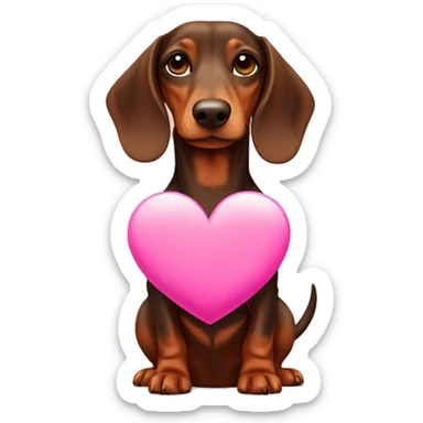 brown dachshund with pink heart sticker